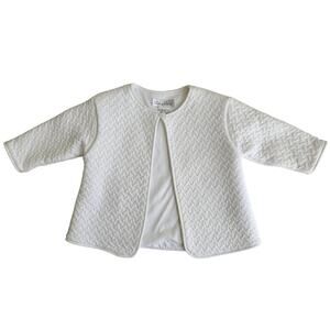 Kissy Kissy White Textured Pima Cotton Spring Easter Cardigan Sweater Baby 0-3 M